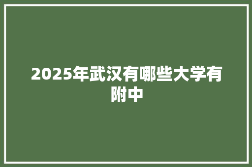 2025年武汉有哪些大学有附中