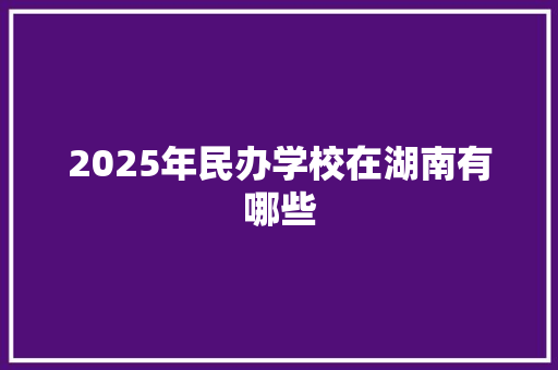 2025年民办学校在湖南有哪些