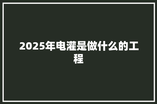 2025年电灌是做什么的工程