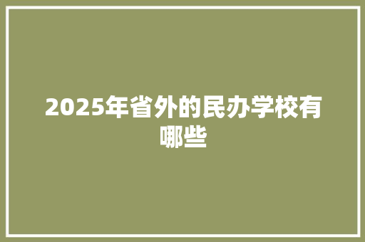 2025年省外的民办学校有哪些