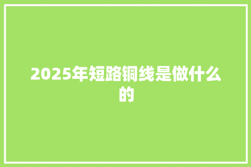 2025年短路铜线是做什么的