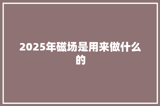 2025年磁场是用来做什么的