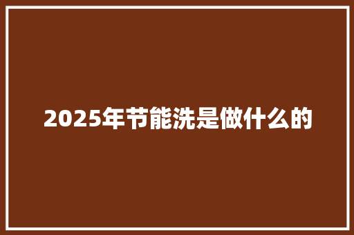 2025年节能洗是做什么的