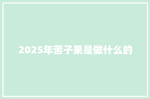 2025年苦子果是做什么的
