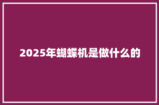 2025年蝴蝶机是做什么的