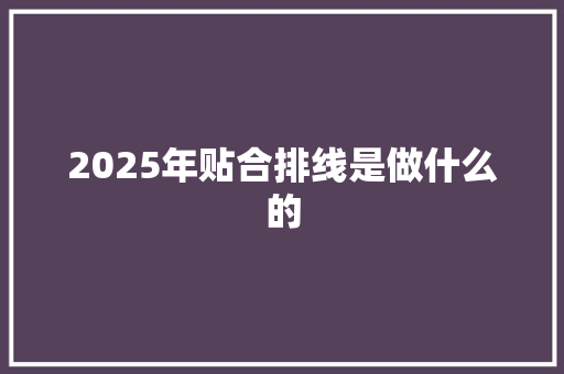 2025年贴合排线是做什么的