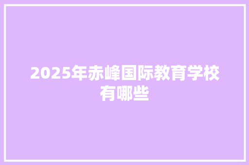 2025年赤峰国际教育学校有哪些 工作总结