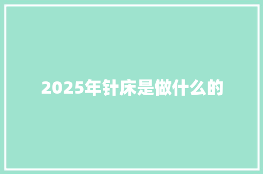 2025年针床是做什么的