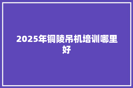 2025年铜陵吊机培训哪里好