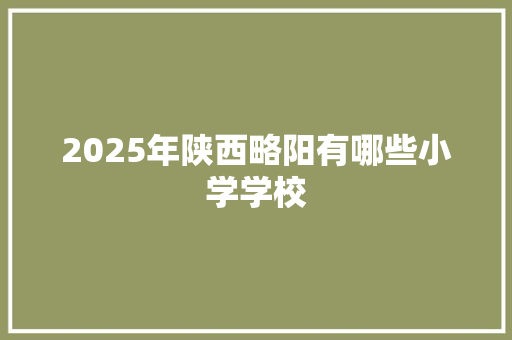 2025年陕西略阳有哪些小学学校