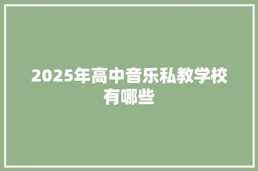 2025年高中音乐私教学校有哪些