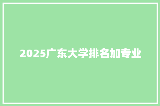 2025广东大学排名加专业