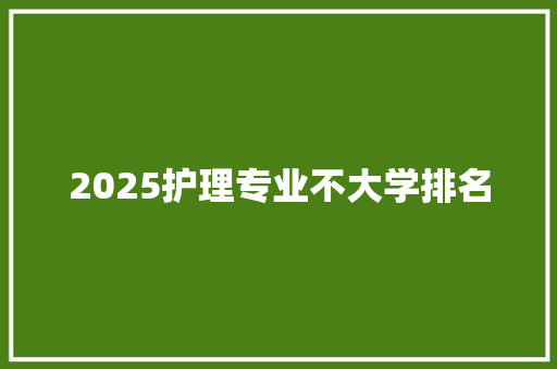 2025护理专业不大学排名