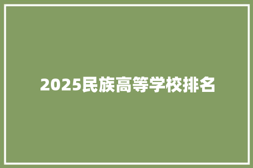 2025民族高等学校排名
