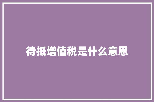 待抵增值税是什么意思