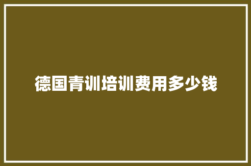 德国青训培训费用多少钱