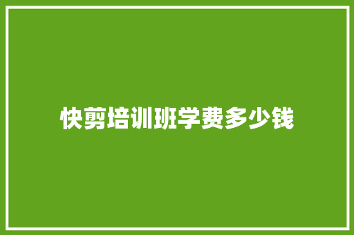 快剪培训班学费多少钱 项目报告