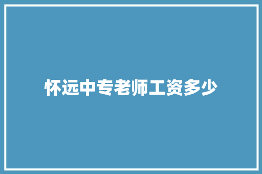 怀远中专老师工资多少