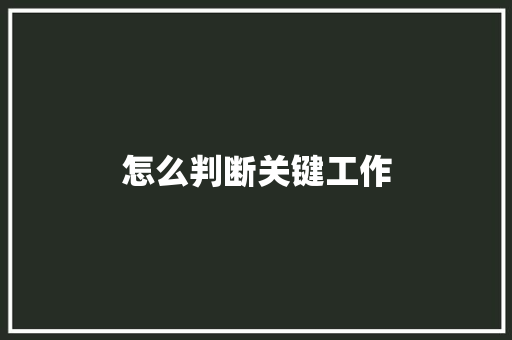 怎么判断关键工作