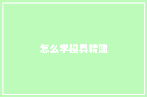 怎么学模具精雕