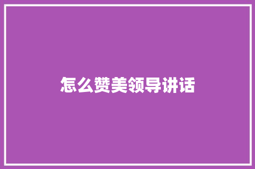 怎么赞美领导讲话