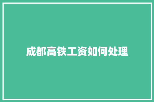 成都高铁工资如何处理