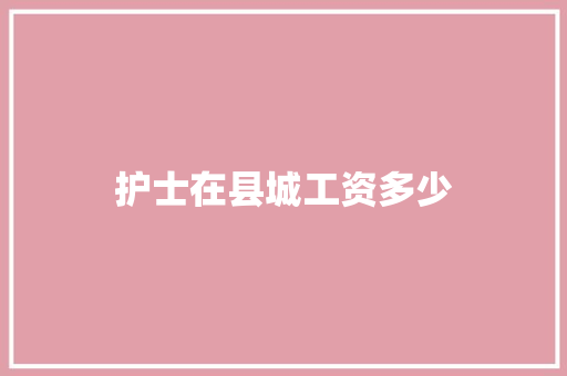 护士在县城工资多少