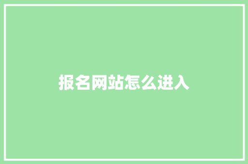 报名网站怎么进入