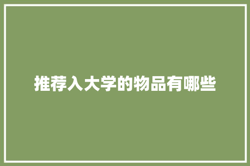 推荐入大学的物品有哪些