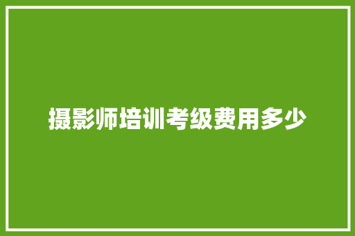 摄影师培训考级费用多少