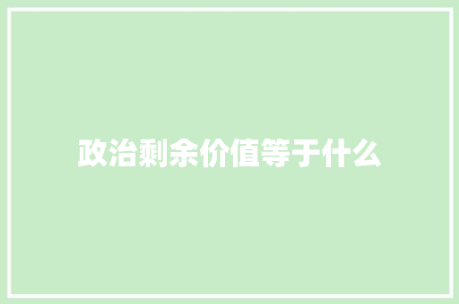 政治剩余价值等于什么