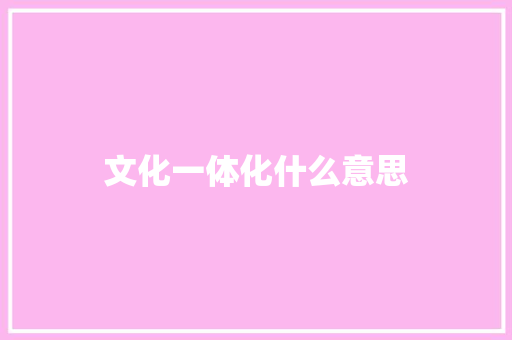 文化一体化什么意思