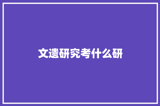 文遗研究考什么研