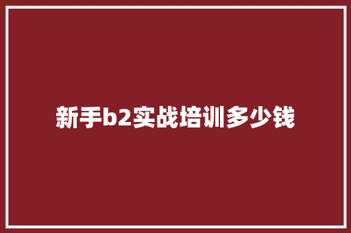 新手b2实战培训多少钱