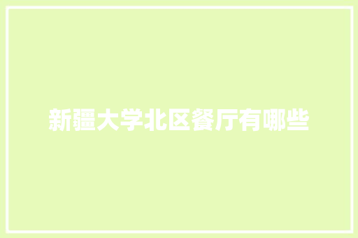 新疆大学北区餐厅有哪些