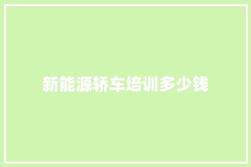 新能源轿车培训多少钱