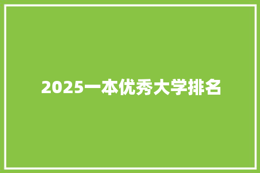 2025一本优秀大学排名