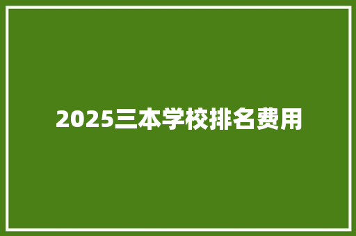 2025三本学校排名费用