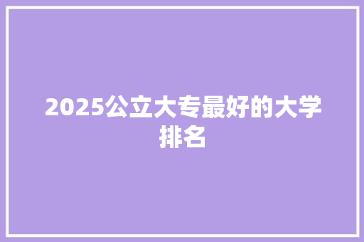 2025公立大专最好的大学排名