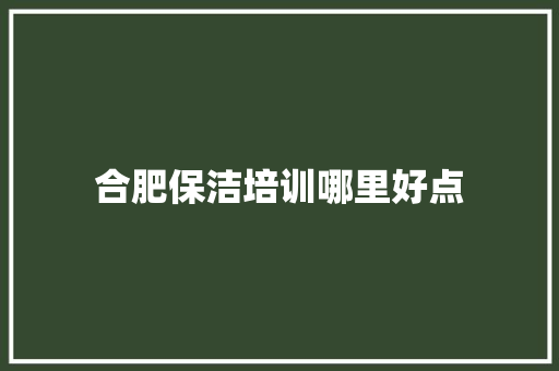 合肥保洁培训哪里好点