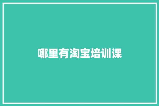 哪里有淘宝培训课