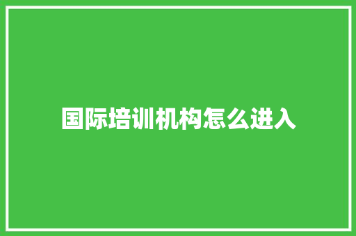 国际培训机构怎么进入