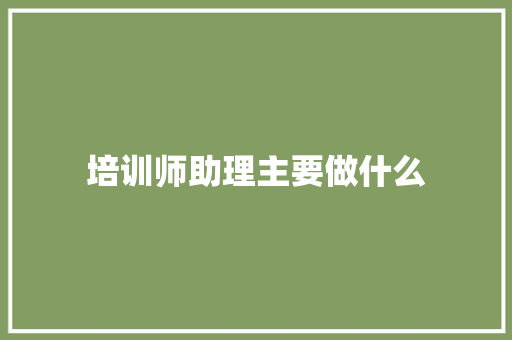 培训师助理主要做什么