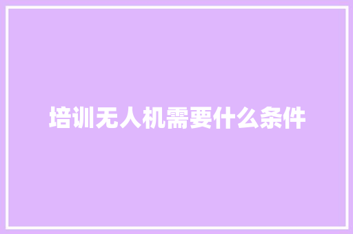 培训无人机需要什么条件