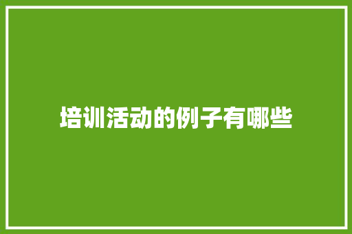 培训活动的例子有哪些