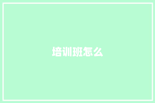 培训班怎么
