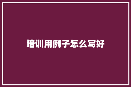 培训用例子怎么写好