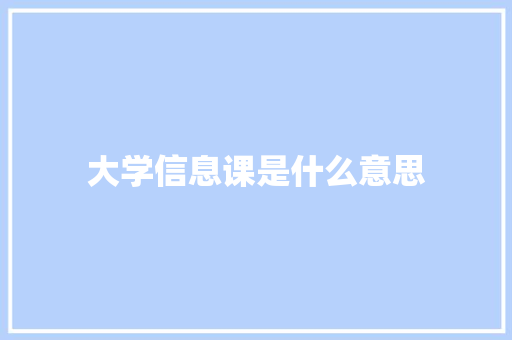 大学信息课是什么意思