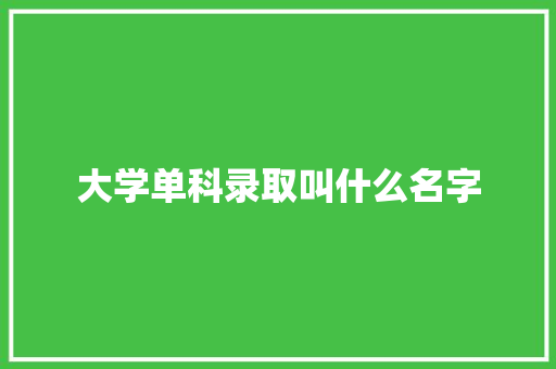 大学单科录取叫什么名字