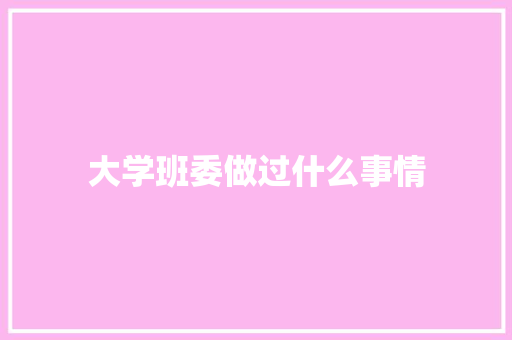 大学班委做过什么事情